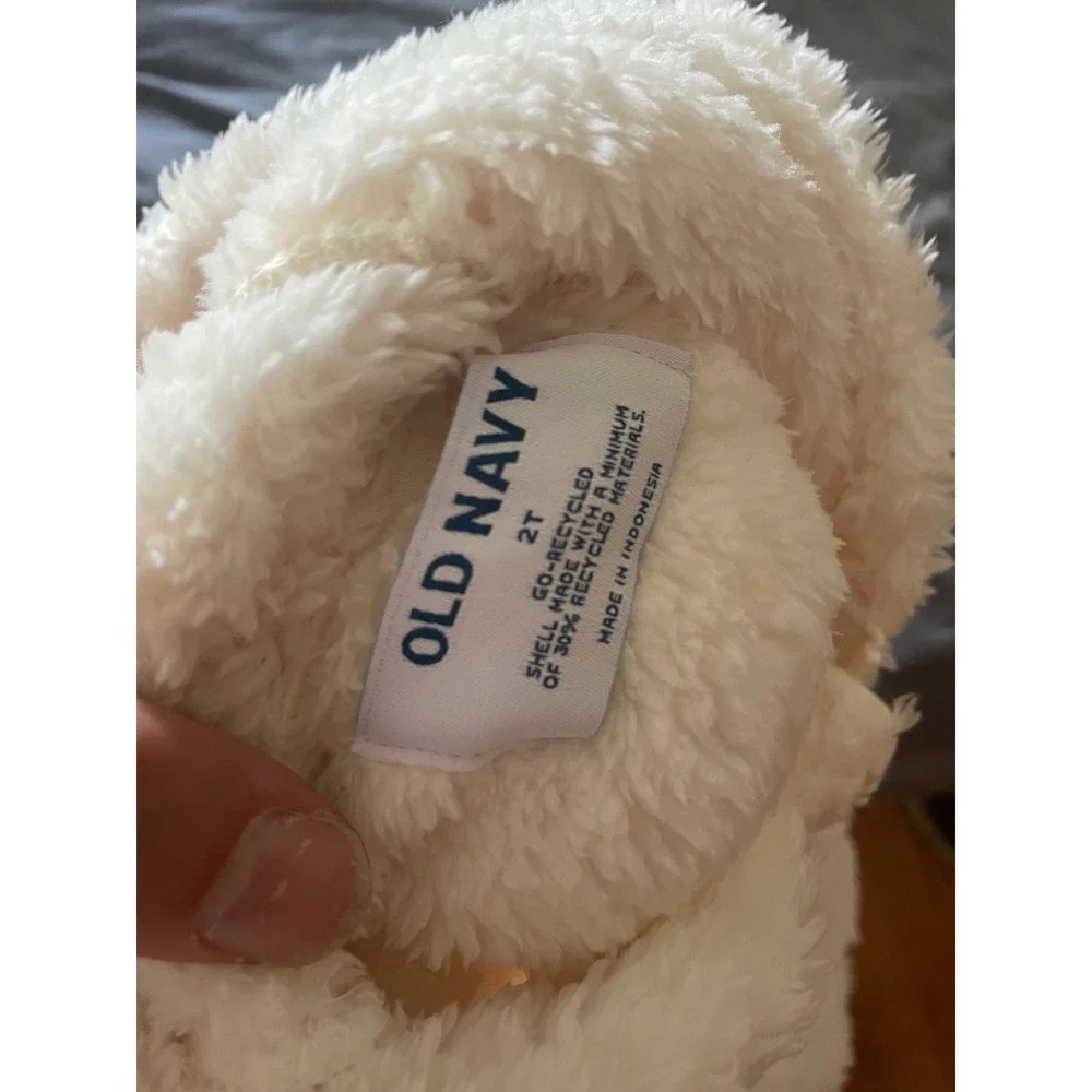 Old Navy Kids White‎ Unicorn Sherpa Fleece Zip Hoodie Jacket Rainbow Hem 2T NEW